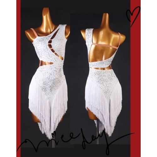 Latin Dance Dress Lady junior latin dance costumes women salsa tube beads fringe latin dressvlq225