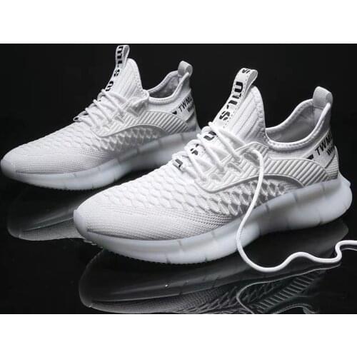 White Color Casual Mens Sneakers Outdoor Running Sports Shoes Lightweight Soft Breathable Mesh Cool Flats Zapatos De Hombre