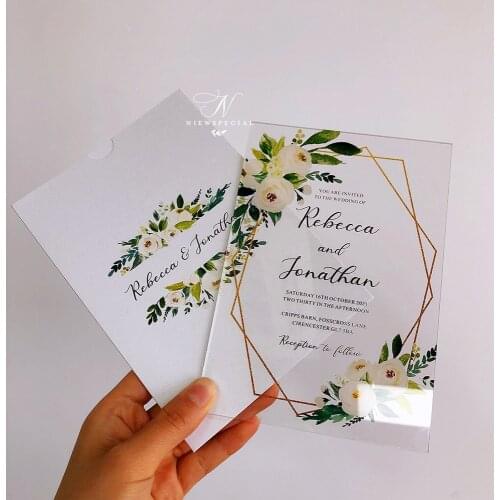 White pearl pocket Envelop Invitation Card Wedding European Style Elegant Floral Invitation 10pcs