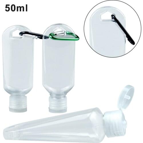 50ml Empty Plastic Bottles Clear Travel Container for Liquids with Keyring