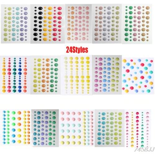 24Styles Enamel Dot Self Adhesive Embellishment Sprinkles Sticker for Cardmaking and Craft Scrapbook DIY Crafts Card Making Deco