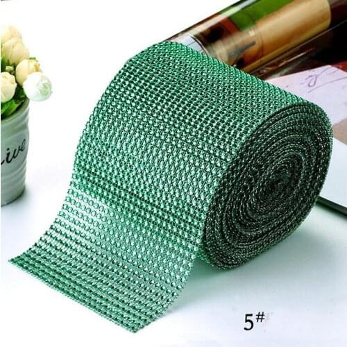 4.75"x1Yard Green Diamond Mesh Wrap Rhinestone Ribbon Wedding Supplies Home Decoration DIY Accessories 24 Rows Net Drill