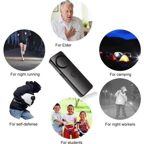 Self Defense Alarm 120dB SOS Emergency Personal Safety Alarm Hand Strap Scream Loud with LED Flashlight