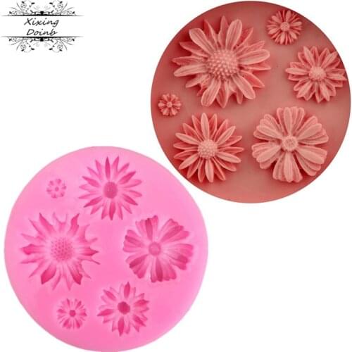 DIY chrysanthemum sun / Daisy shaped silica gel mold cake decoration tool chocolate fudge technology mold baking accessories