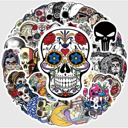 Mixed Horror Skull Stickers For Laptop Motorcycle Styling Luggage Suitcase Decals DIY Terror Scary Skull Graffiti Sticker