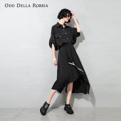 OddDellaRobbia Summer New Streetwear Dark Wind Elastic Waist Stitching Skirts Personality Large Size Irregular Skirt Women216038