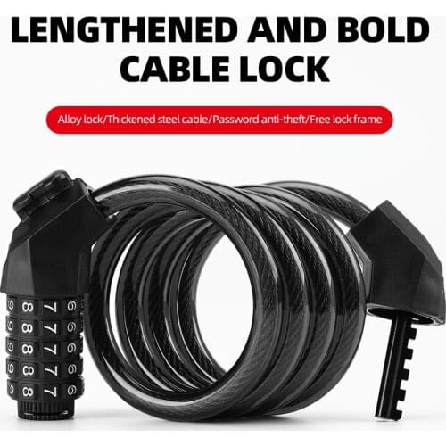 Mountain Bike Bicycle Lock Electric Stainless Steel Password Fixed Portable Anti-Theft Steel Wire Chain Lock Bicycle Accessories