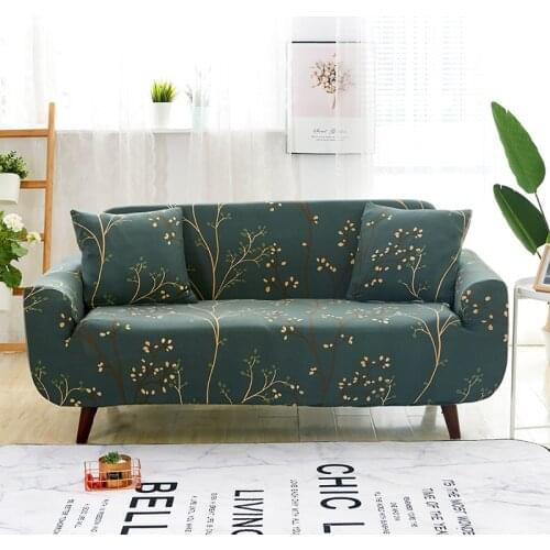 Green Background Furniture Protector Sofa Stretch Tight Wrap All-inclusive Anti-slip Sofa Covers for Living Room 1pc S90