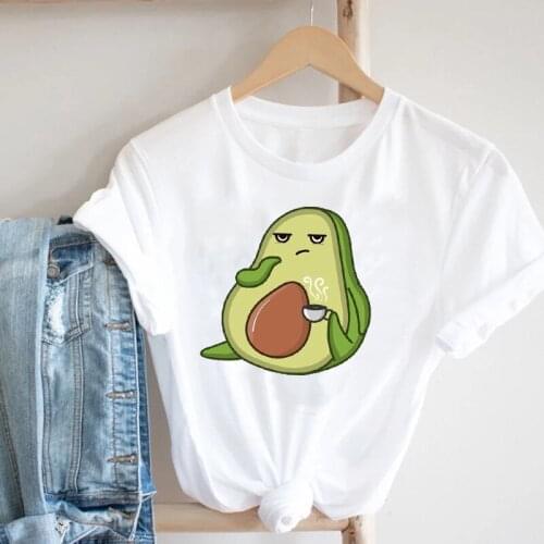 Summer Women Clothing Avocado Beach Fruit Cartoon Print 90s Ladies Tee Tops Graphic Casual streetwear Female t-shirts Plus Size