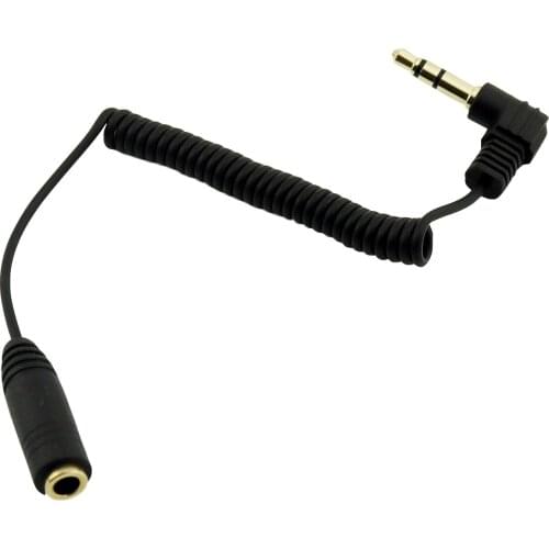 1pc Gold Plated 3.5mm 3pole Male Plug to 3.5mm Female Jack Headphone Mic Audio Adapter Coiled Spiral Cable Cord