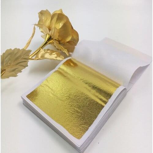 100pcs 8*8.5cm Gold Silver Foil Paper Leaves Sheets Gilding DIY Art Crafts Decor Design Cake Decoration Cookie Wrapping Supplies