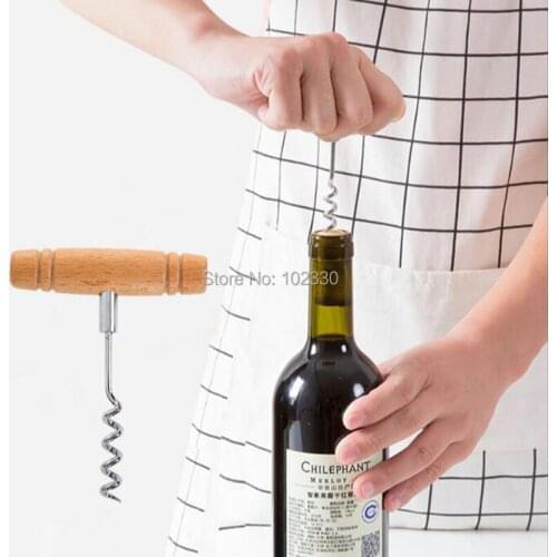 100pcs Wood Handle Professional Wine Opener Multifunction Portable Screw Corkscrew Wine Bottle Opener Kitchen Tools