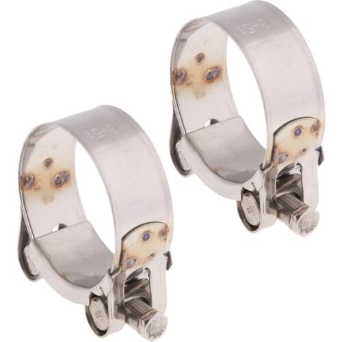 2pcs Stainless Steel Clamp Clip Ring Motorcycle Bike Exhaust Muffler 48-51mm
