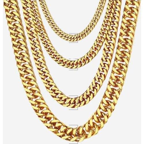 Hip Hop Chain Necklace Men Stainless Steel Large Gold Black Necklace Jewelry on The Neck Long Necklace Gifts for Man Accessories
