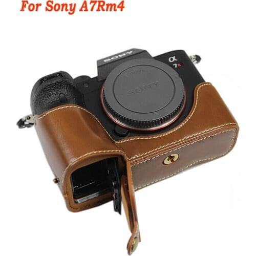 PU Leather Camera Case bag For SONY A7RIV A7RM4 A7R4 A7R MarkIV A9II Half Body Set protector Cover With Battery Opening