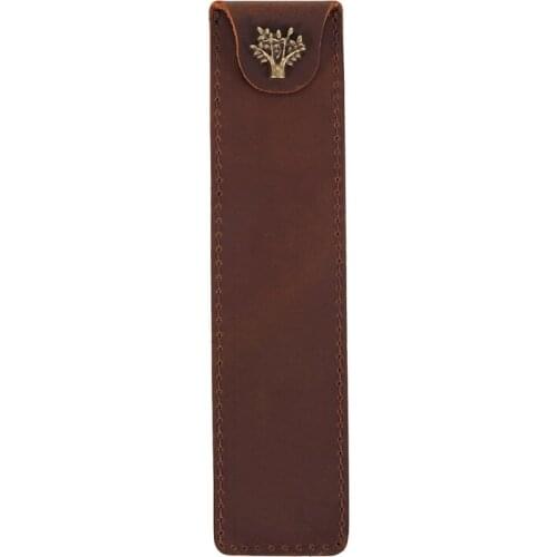 Genuine Leather Pen Pouch Holder Single Pencil Bag Pen Case with Snap Button for Rollerball Fountain Ballpoint Pen