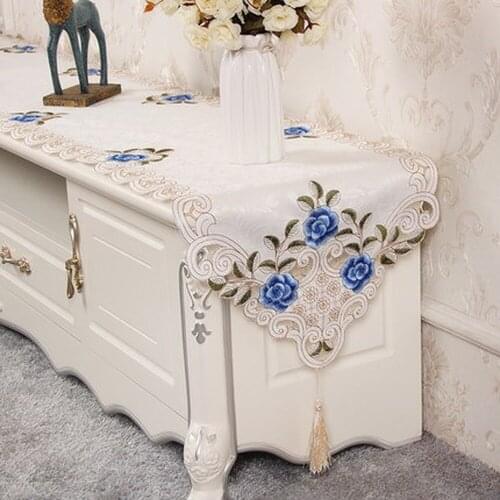 Europe embroidered table runner table flag Polyester Dressing table cover flower TV cabinet tablecloth coffee shoe tablecloth