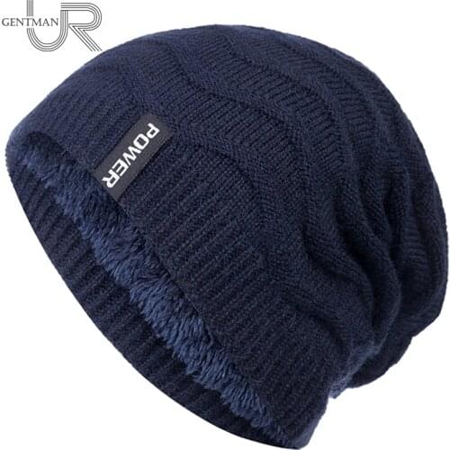 New Unisex POWER Label Winter Hats For Men & Women Wave Design Add Fur Lined Warm Ski Beanie Knitted Hat High Quality Bonnet Cap