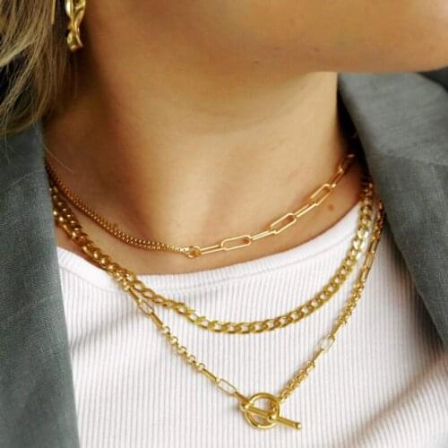 Joolim Jewelry PVD Gold Finish Hollow OT Clasp Choke Necklace Stylish Stainless Steel Necklace