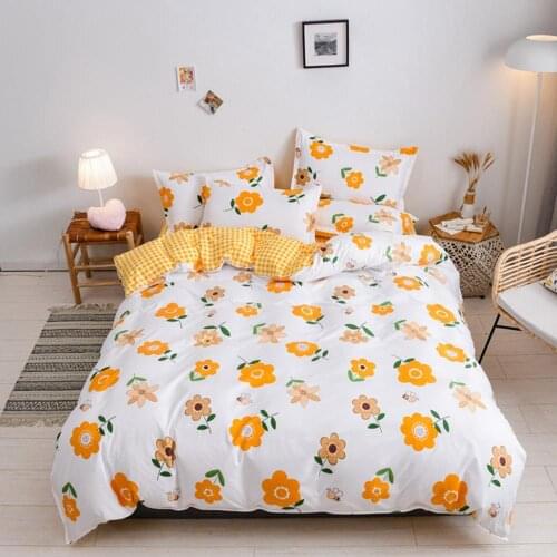 Fashion Yellow Flowers Bedding Set Kids adult Duvet/quilt cover pillowcase Single Queen King Size bed sets