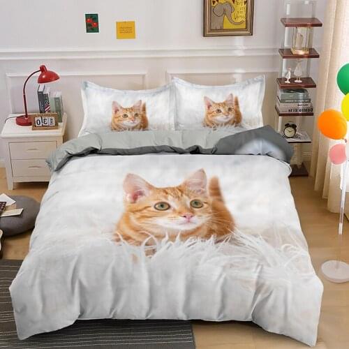 Lovely Pet Cat Bedding Set Animal Printed Covers Single Double King Queen Size Duvet Cover Sets Linen clothes