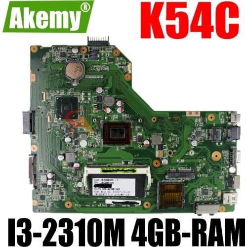 AKEMY K54C Laptop Motherboard For ASUS X54C Original Mainboard 4GB-RAM I3-2310M