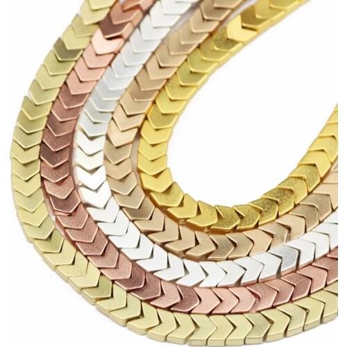 UPGFNK 6X3mm Wholesale Matte Arrows head Gold Black Hematite Natural Stone Loose Spacer Beads for Jewelry Making Diy Bracelet