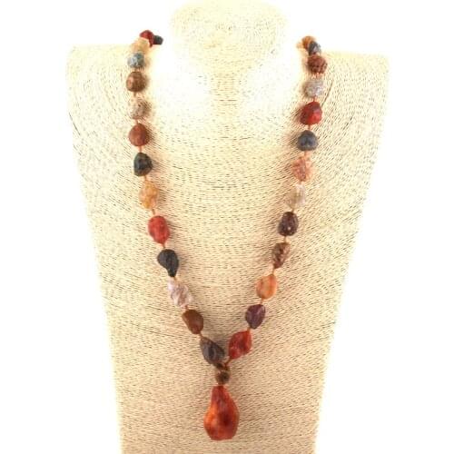 Fashion Alashan Natural Gobi Agates Bead Knotted Channel Agates Jewelry Long Multi Necklace For Men and Women Dropship