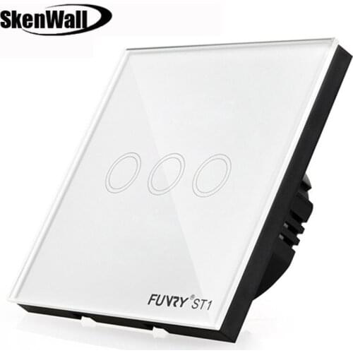 EU Standard 3Gang 170-240V 433MHz Wall Switch Touch Switch Smart Remote Control Luxury Crystal Glass Surface Waterproof 86*86mm