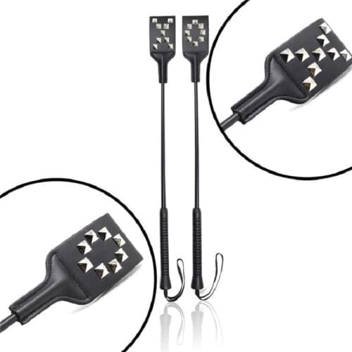 Metal Head Black PU Leather Spanking Paddle Long Whip Flirting Slave Slave Sex Toys for Couples Women SM Games Bdsm Toys