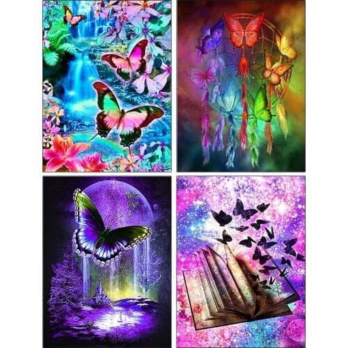 PDMDOG 5d DIY Diamond Painting Cross Stitch Butterfly Full Square Round Diamond Embroidery Animal Mosaic Home Decoration