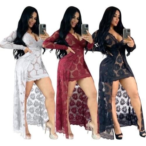 Embroidery Floral Lace Dress Women Sexy Long Sleeve Bodycon Women Dress Vintage Club Wear Party Dress Robe BC278