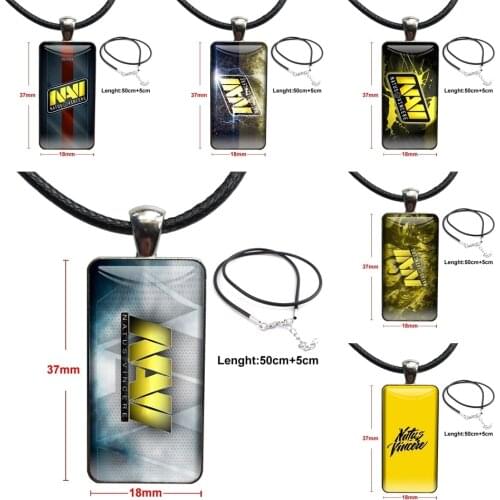 Pop Navi Natus Vincere Logo Stickers For Women Men Party Sale On Fashion Glass Cabochon Pendant Rectangle Necklace Choker