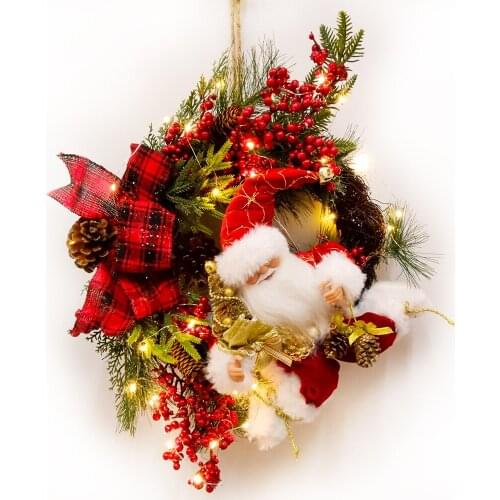 Christmas Wreath LED lights, Santas door, wreath pendant, family Christmas decoration, gifts