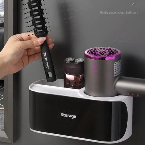 Toilet bathroom rack free perforation wall hanging hair dryer rack toilet storage box hair dryer rack