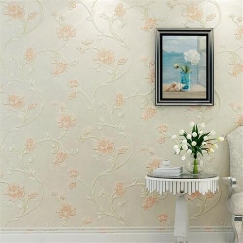 Beibehang Thick 3D bedroom wallpaper warm and romantic wedding room wallpaper modern minimalist idyllic pink non-woven wallpaper