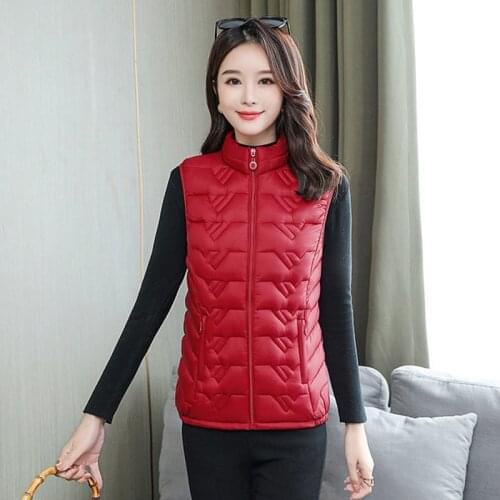Womens Down Cotton Vest Short Slim Waistcoat Autumn And Winter Waistcoat All-Match Sleeveless Jacket New Winter Vest Outer Wear