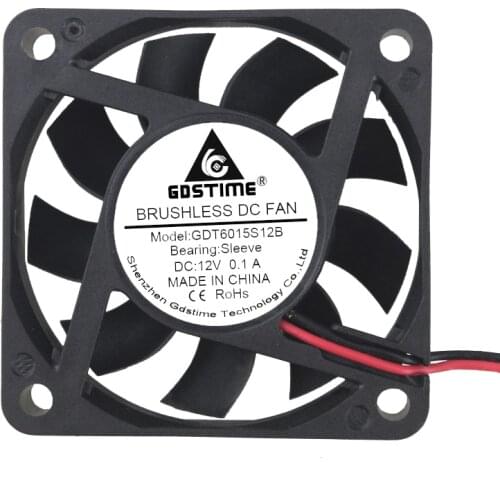 100 Pieces LOT Gdstine 12V 2Pin 60mm 60x60x15mm 6015 Computer Case DC Brushless Cooling Fan