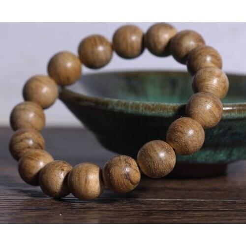 12mm Genuine Natural Agilawood Aloeswood Bracelets For Women Men Stretch Powerful Big Round Bead Bracelet Drop Shipping