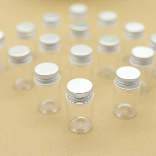 30 Pieces 30*50mm 20ml Mini Glass Jars Aluminum Caps Glass Bottle Vials Transparent Glass Containers Cute Small Bottles