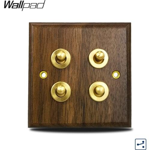 4 Gang Toggle Switch Wallpad Luxury Desgin Wood Brass Rocker Light Switch Plate Interruptor Z8 Best Sellers
