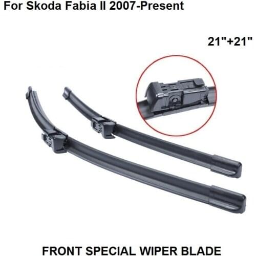Car Accessory 21"+21" Windshield Wiper Blade For Skoda Fabia II 2007-Present Natural Rubber Bracketless
