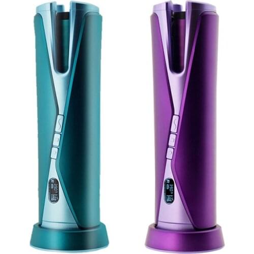 Cordless Automatic Rotating Hair Curler USB Wireless Rechargeable Curling Iron LED Display Temperature Adjustable Styling Tool