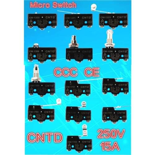 CNTD CM-1307 CM1701 1704 1308 1307 1703 1303 1300 1309 AC 250V 15A SPDT Momentary High Push Plunger Micro Switch Micro Switch