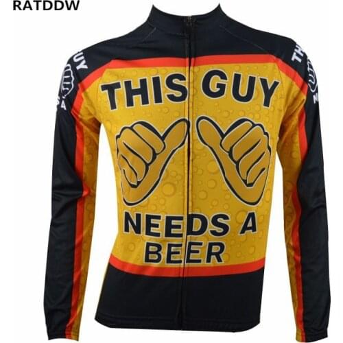 This Guy Needs a Beer Cycling Jersey long sleeve Breathable Bike Clothing Mountain Bike Clothing Top Bicycle Shirts XS-4XL