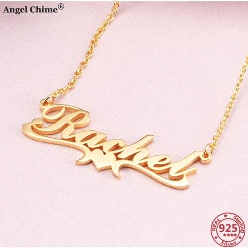Angel Chime Customize Name Necklaces Silver 925 Name Jewelry 925 Sterling Silver DIY Name Personalized Letters Necklace Pendants