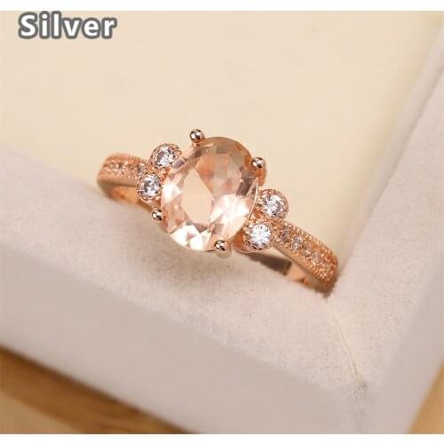 Best selling European and American S925 silver plated rose gold wedding ring zircon lady champagne goose egg crystal jewelry