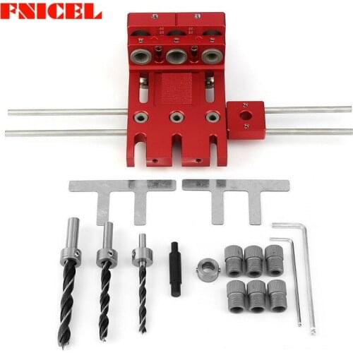 Dowelling Jig for Furniture Fast Connecting Cam Fitting 3 In 1 Woodworking Drill Guide Kit Locator Aluminium Alloy