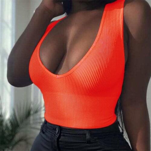 Hirigin Knitted Ribbed Sleeveless Women Tank Tops Summer Sexy V-Neck Basic Casual Female Tank Vest 2021 Solid Slim Streetwear