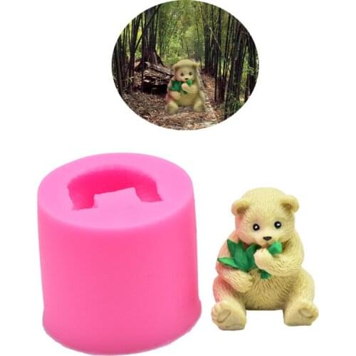 Cute Panda Eat bamboo Soap Mold Silicone Soap Mold Candle Mold Cake fondant Mold Cake Decorating Tools